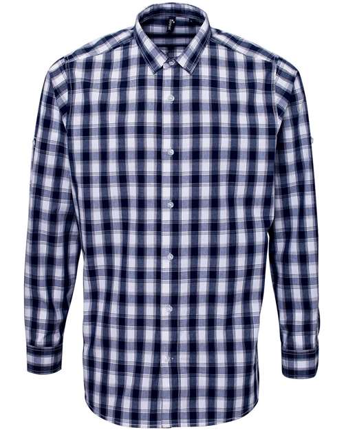 Men's Mulligan Check Cotton Shirt - White/ Navy