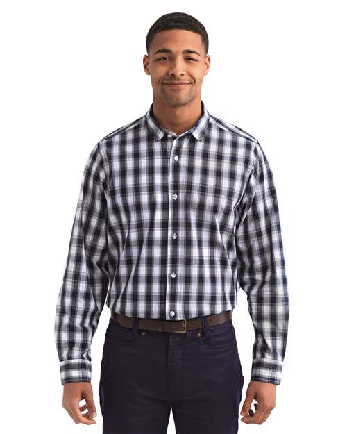 Men's Mulligan Check Cotton Shirt - White/ Navy