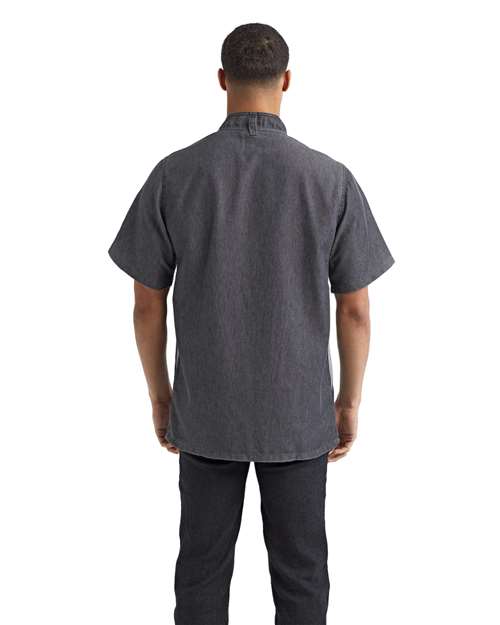 Unisex Zip-Close Short Sleeve Chef's Coat - Black Denim