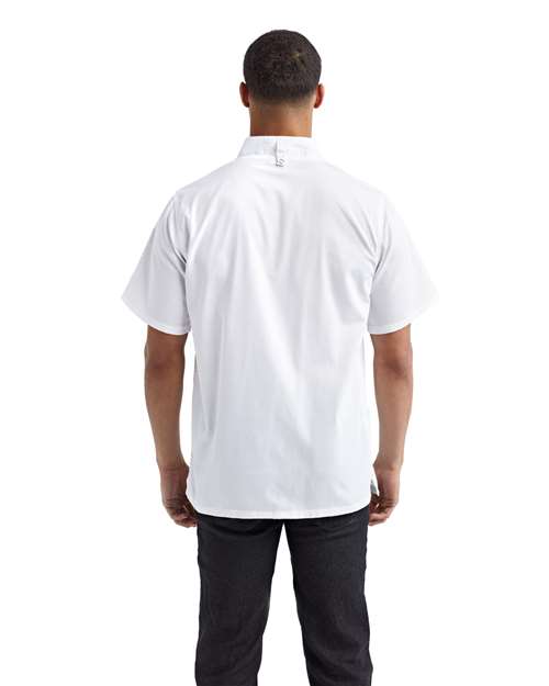 Unisex Zip-Close Short Sleeve Chef's Coat - White