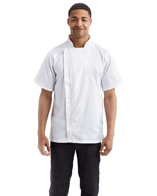 Unisex Zip-Close Short Sleeve Chef's Coat - White
