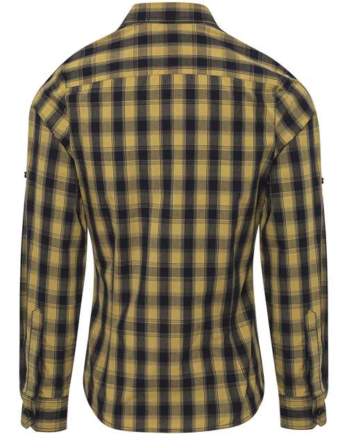 Women's Mulligan Check Cotton Dress Shirt - Camel/ Navy