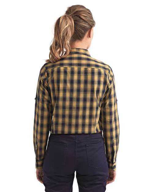 Women's Mulligan Check Cotton Dress Shirt - Camel/ Navy