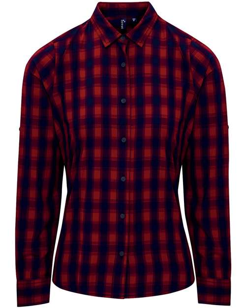 Women's Mulligan Check Cotton Dress Shirt - Red/ Navy