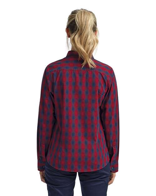 Women's Mulligan Check Cotton Dress Shirt - Red/ Navy