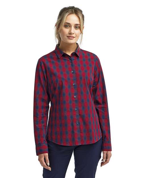 Women's Mulligan Check Cotton Dress Shirt - Red/ Navy