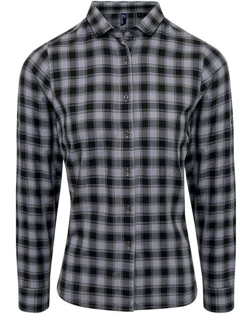 Women's Mulligan Check Cotton Dress Shirt - Steel/ Black
