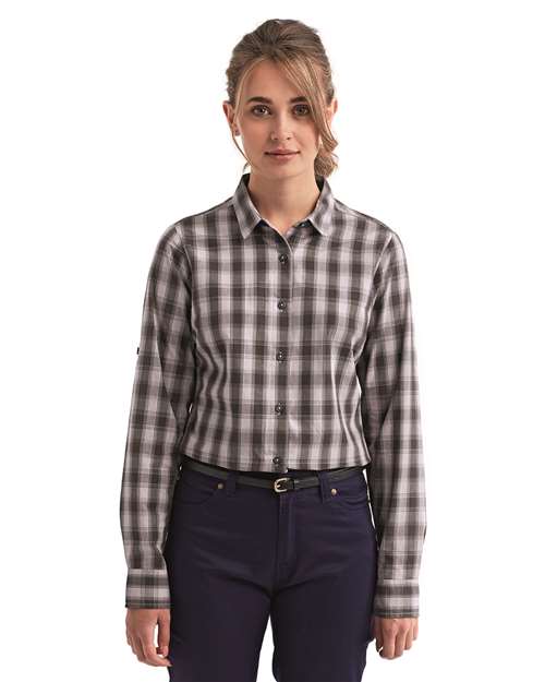 Women's Mulligan Check Cotton Dress Shirt - Steel/ Black