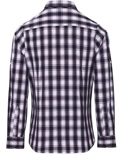 Women's Mulligan Check Cotton Dress Shirt - White/ Navy