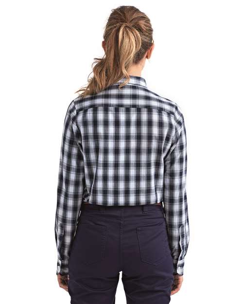 Women's Mulligan Check Cotton Dress Shirt - White/ Navy
