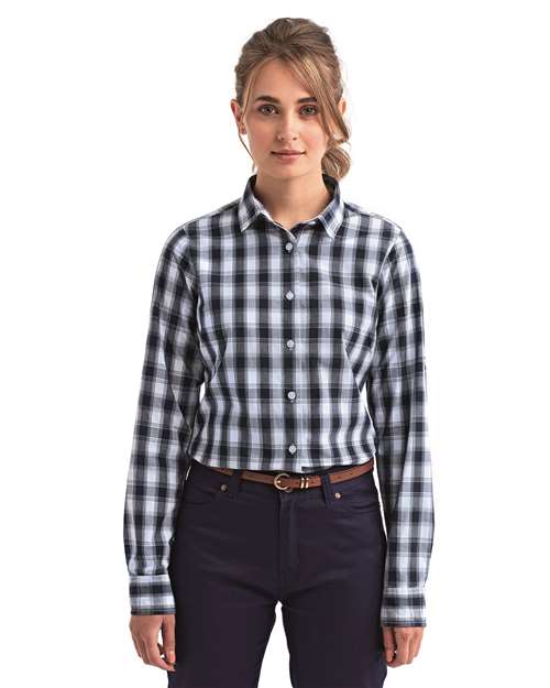 Women's Mulligan Check Cotton Dress Shirt - White/ Navy