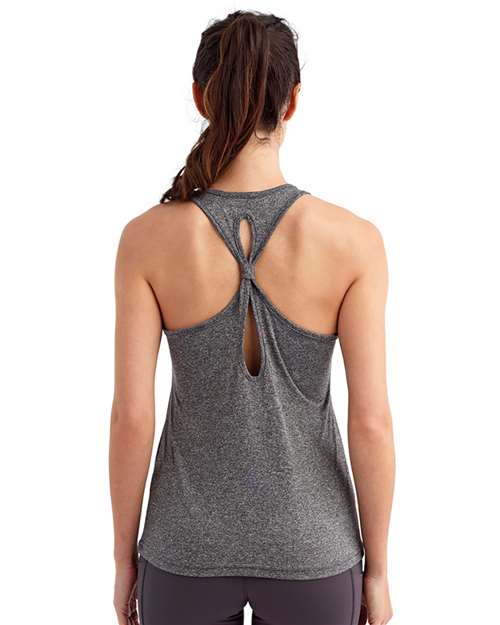 Women's Knot Back Venus Tank - Black Melange