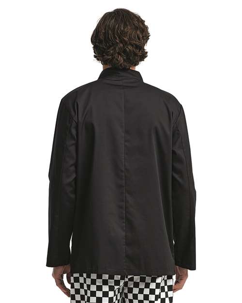 Unisex Ten Studded Front Chef Coat - Black