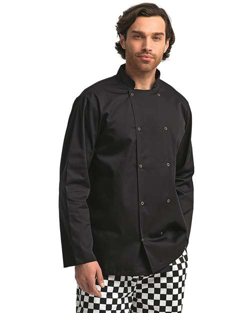 Unisex Ten Studded Front Chef Coat - Black