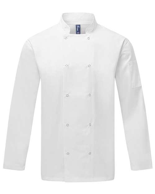 Unisex Ten Studded Front Chef Coat - White