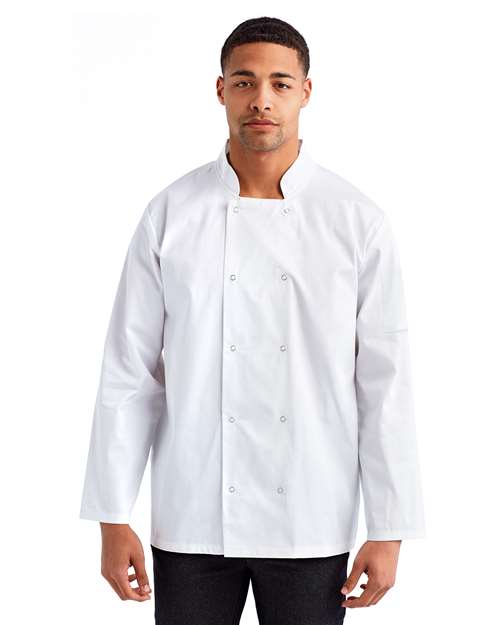 Unisex Ten Studded Front Chef Coat - White