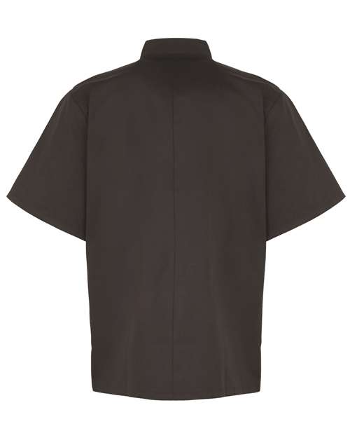 Unisex Ten Studded Front Short Sleeve Chef Coat - Black