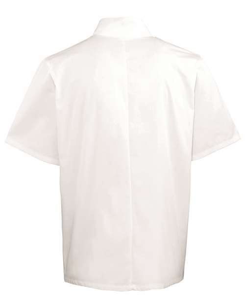 Unisex Ten Studded Front Short Sleeve Chef Coat - White