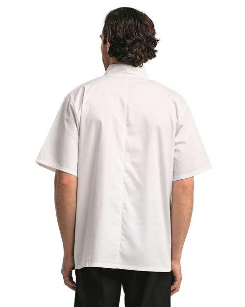 Unisex Ten Studded Front Short Sleeve Chef Coat - White