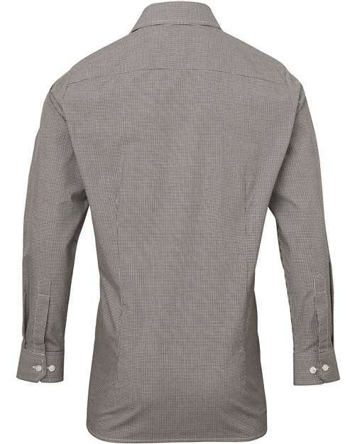 Men's Microcheck Gingham Cotton Shirt - Black/ White