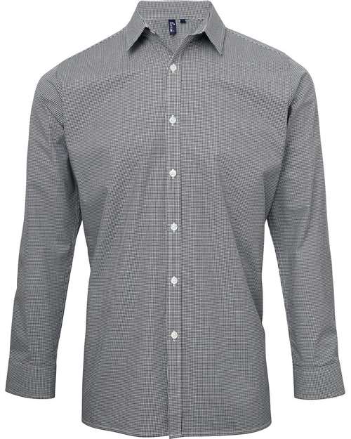 Men's Microcheck Gingham Cotton Shirt - Black/ White