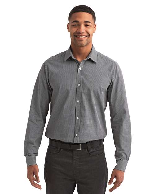 Men's Microcheck Gingham Cotton Shirt - Black/ White