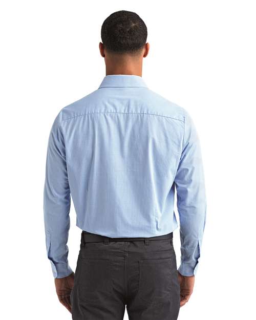 Men's Microcheck Gingham Cotton Shirt - Light Blue/ White