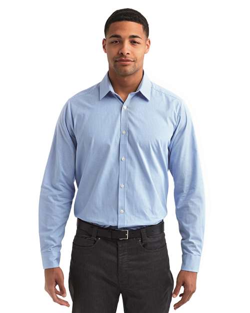 Men's Microcheck Gingham Cotton Shirt - Light Blue/ White