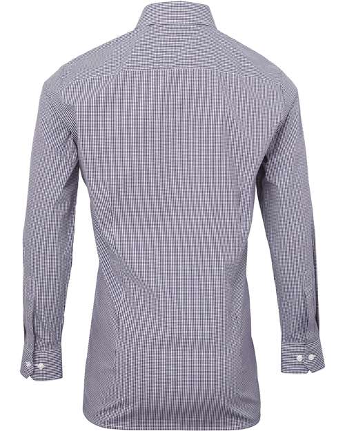 Men's Microcheck Gingham Cotton Shirt - Navy/ White