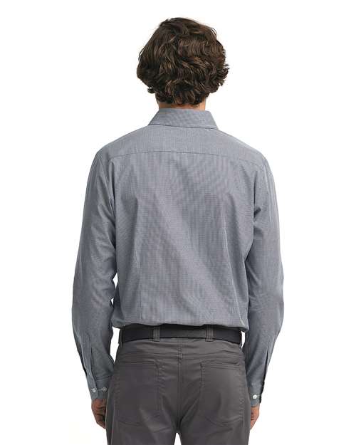 Men's Microcheck Gingham Cotton Shirt - Navy/ White