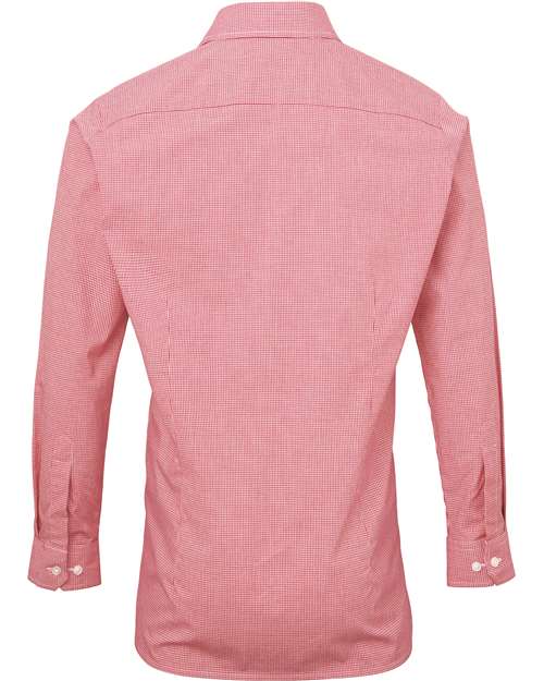 Men's Microcheck Gingham Cotton Shirt - Red/ White