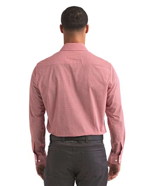 Men's Microcheck Gingham Cotton Shirt - Red/ White