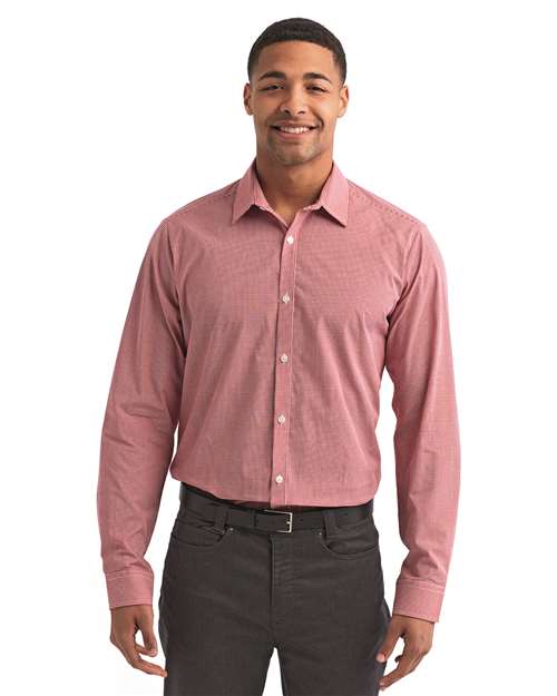 Men's Microcheck Gingham Cotton Shirt - Red/ White