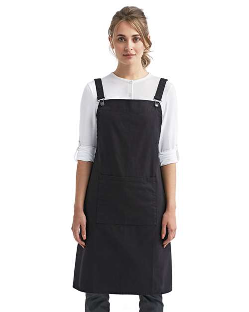 Cross Back Barista Bib Apron - Black