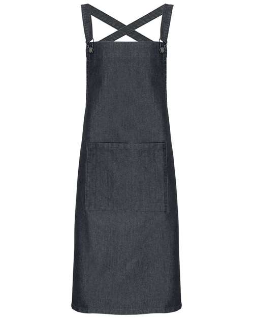 Cross Back Barista Bib Apron - Black Denim