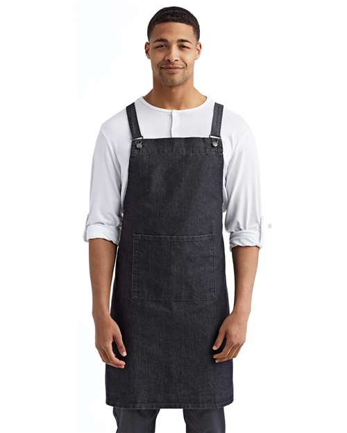 Cross Back Barista Bib Apron - Black Denim