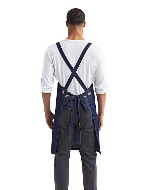 Cross Back Barista Bib Apron - Indigo Denim