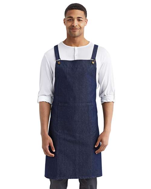 Cross Back Barista Bib Apron - Indigo Denim