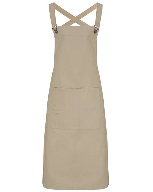 Cross Back Barista Bib Apron - Khaki