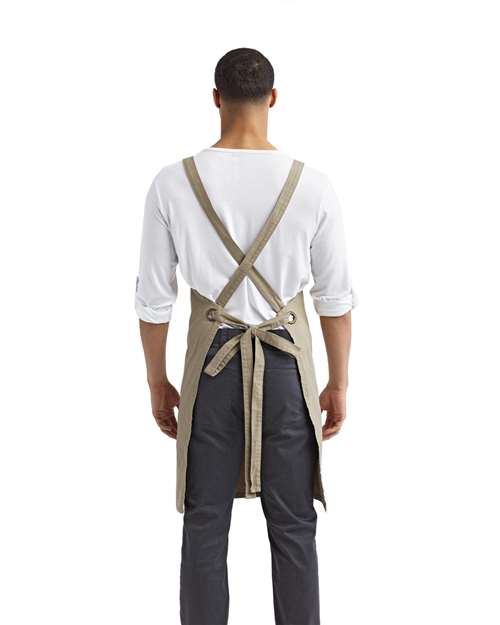 Cross Back Barista Bib Apron - Khaki