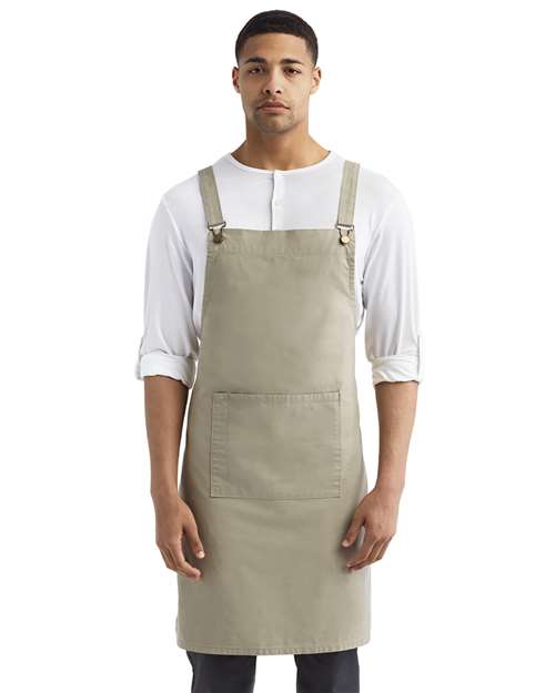 Cross Back Barista Bib Apron - Khaki