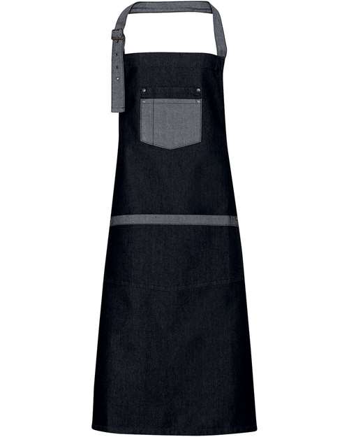 Domain Contrast Denim Bib Apron - Black Denim