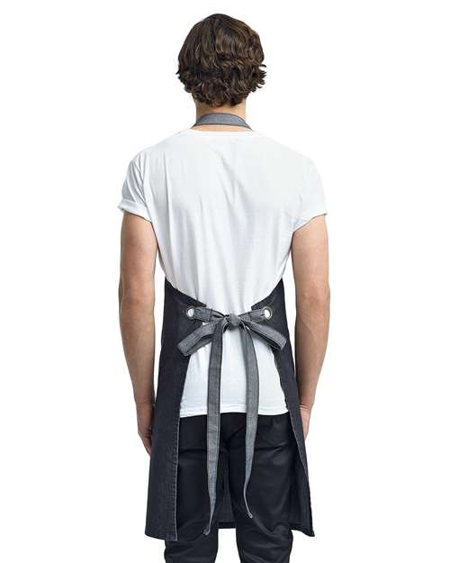 Domain Contrast Denim Bib Apron - Black Denim