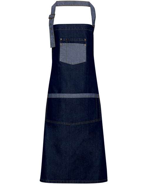 Domain Contrast Denim Bib Apron - Indigo Denim