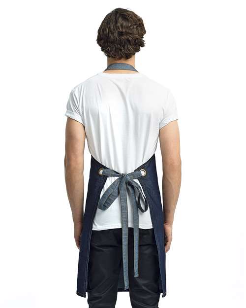 Domain Contrast Denim Bib Apron - Indigo Denim