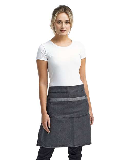 Domain Contrast Denim Waist Apron - Black Denim