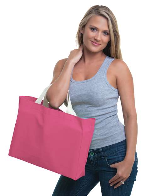 USA-Made Canvas Medium Gusset Tote Bag - Bright Pink