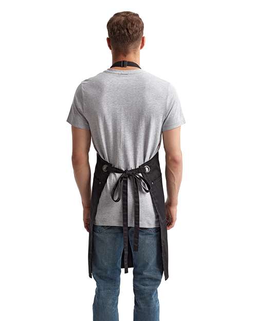 Barley Contrast Stitch Recycled Bib Apron - Black/ Charcoal