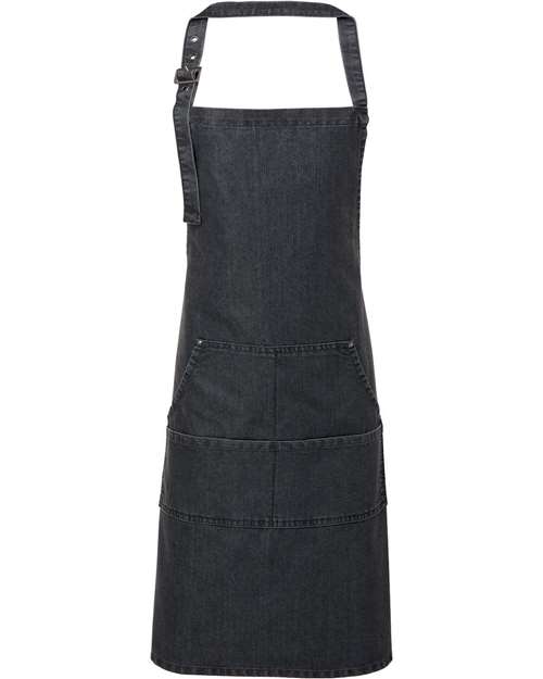 Jeans Stitch Denim Bib Apron - Black Denim
