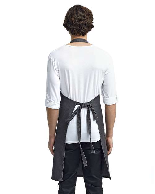Jeans Stitch Denim Bib Apron - Black Denim